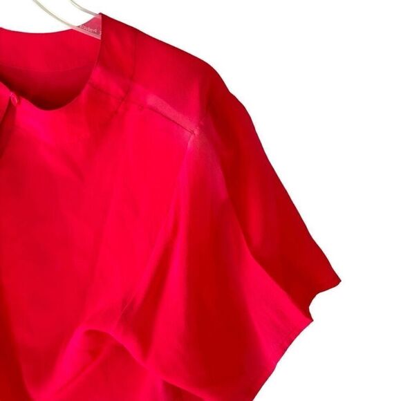Vintage Anna & Frank 90s Red Velvet Silk Blouse Top Crew Neck Pullover Size M - Picture 7 of 7